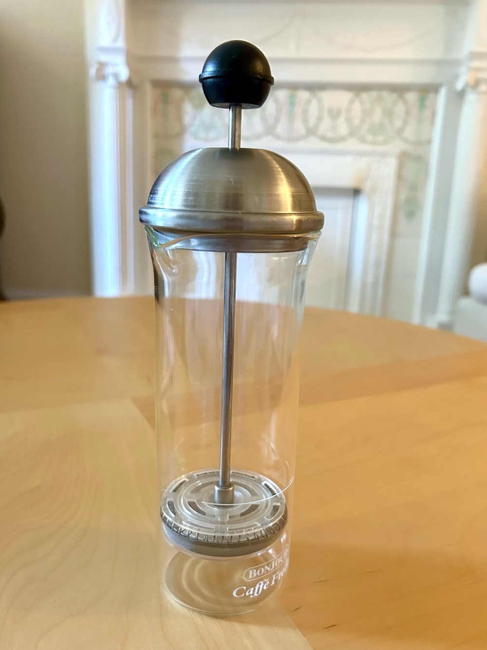 Bonjour Caffé Frother.Stainless Steel and Clear Glass . For Cappuccinos, Latte..